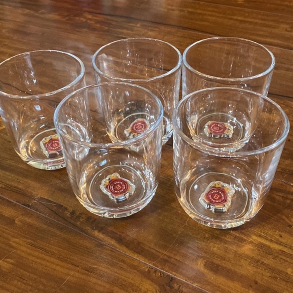 Set of‎ 5 Jim Beam bourbon glasses Logo in bottom